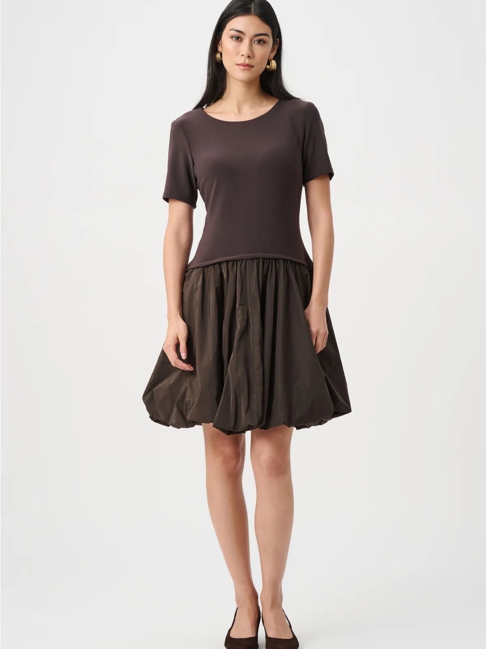 Joseph Ribkoff Dark Brown Bubble Skater Dress